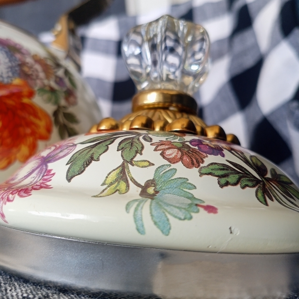 Mackenzie Childs Flower Market White Whistling Tea Kettle - Picture 6 of 9